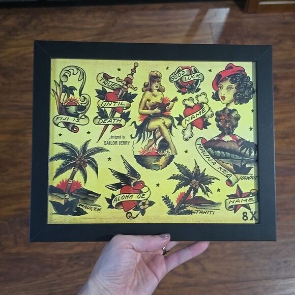 NWT, Framed American Traditional Tattoo Style Flash Art Print - Picture 1 of 1